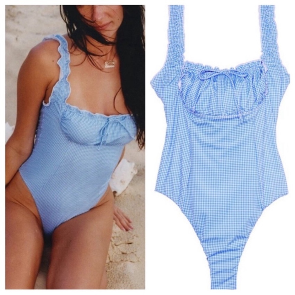Frankie’s x Victoria Secret Light Blue Gingham One-Piece Swimsuit